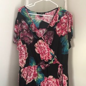 Black floral A-line dress